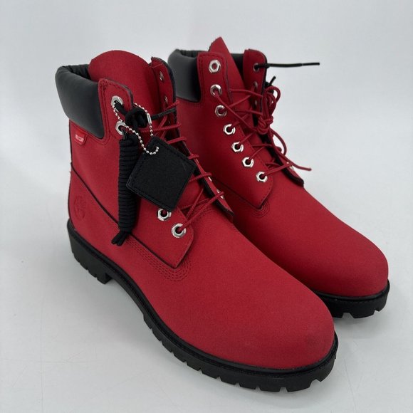 Timberland Heritage Men's Boots Waterproof Red Black Helcor Size 10 NEW in Box - Picture 12 of 14